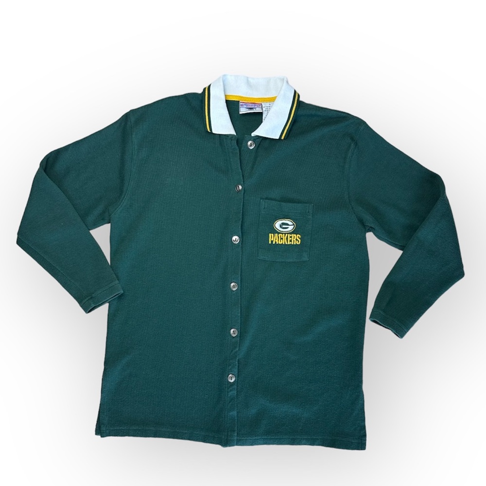 Vintage Green & White Packers Button-Up Cardigan